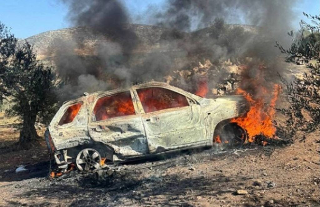 المركبة التي اغتال الاحتلال الشهداء فيها ببلدة عقابا شمال طوباس 