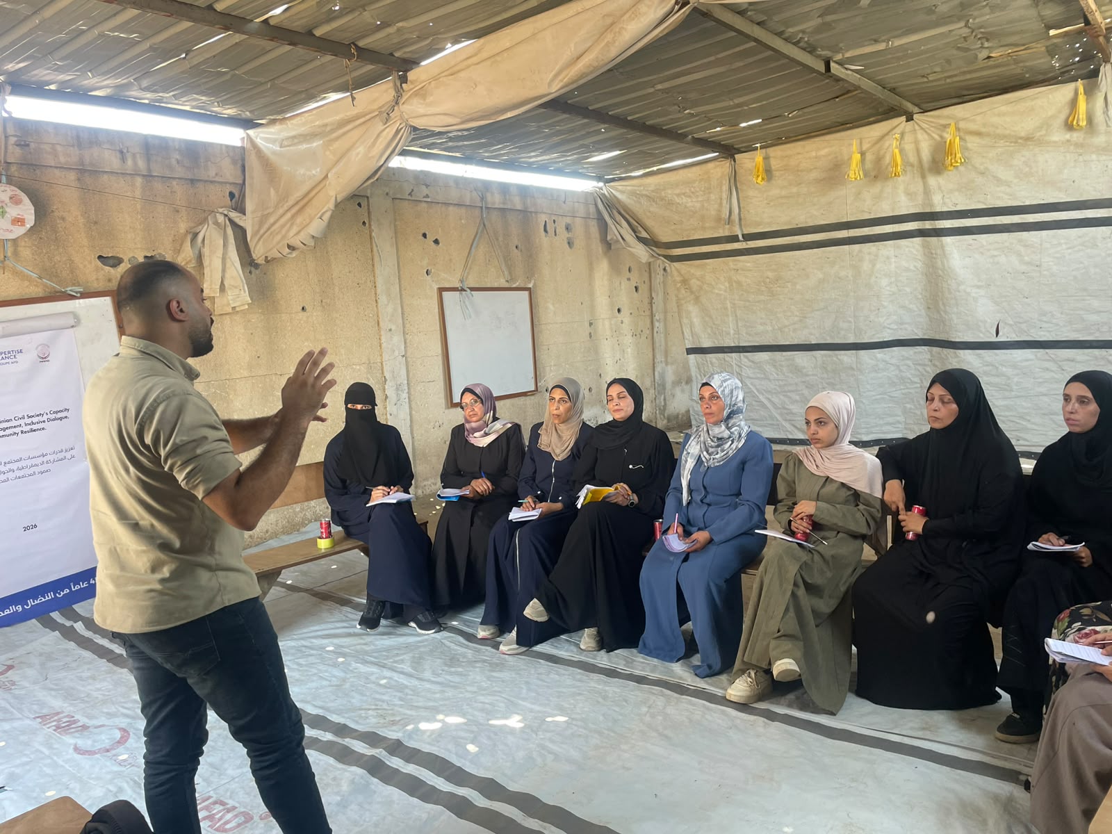 لقاء تدريبي دير البلح: جمعية المرأة العاملة تنظم ورشة لـ تشجيع المبادرة النسوية