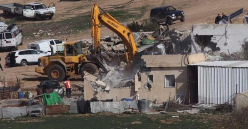 جانب من هدم منزل ومزرعة في كفر مالك رام الله بذريعة المناطق المصنفة ج