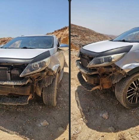 صورة المركبة التي تم الاعتداء عليها اليوم من قبل المستوطنون